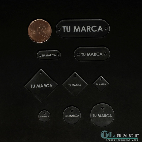 100 Etiquetas Rombo 1.5x1.5cm En Acrilico 2mm Grabado Laser