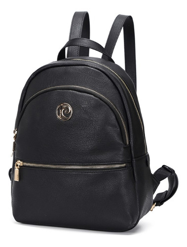 Mochila Dama Pierre Cardin 13 Pulgds Pu 21847 Color Negro Diseño De La Tela Lisa