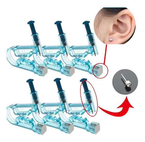 Set X6 Perforadores Para Piercing,oreja Y Nariz Con Joyas