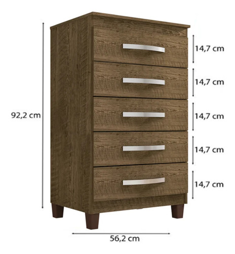 Comoda 5 Gavetas 57 Cm Moden 2259 Malbec Incp