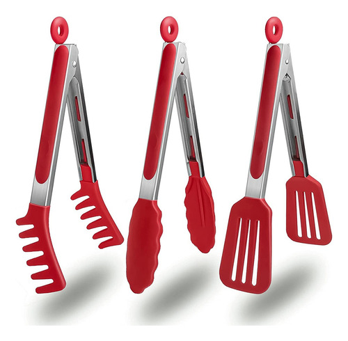 Hx Set De Pinzas De Cocina De Silicona De Acero Inoxidable