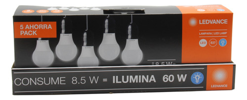 Pack De 5 Focos Ledvance Led 8.5w 6500k A60 E27 120-240v