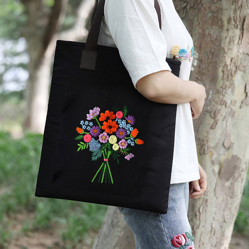 Kit De Bordado De Bolsa De Lona Con Flor De Gota De Rocío