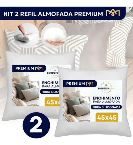 Kit 2 Enchimentos Almofada 45x45 Fibra Siliconada Hipoalergênica Ebenezer Shop