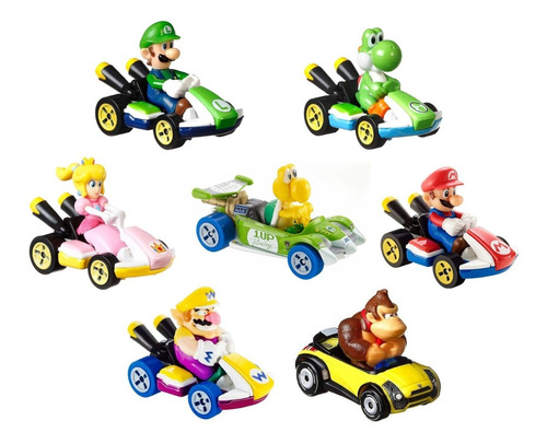 Colección Hot Wheels Mario Kart X5 Figuras Ref. Gbg25