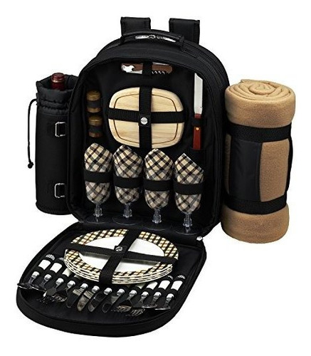 Picnic En Ascot Original Equipado 4 Persona De Picnic Mochil