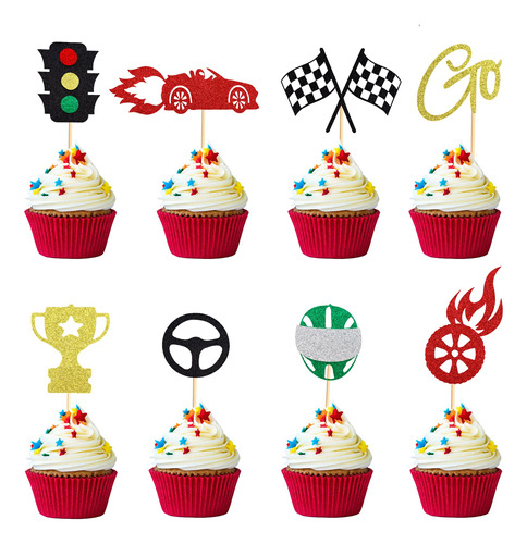 Arthsdite 24 Piezas De Decoracion De Cupcake Para Automovil 