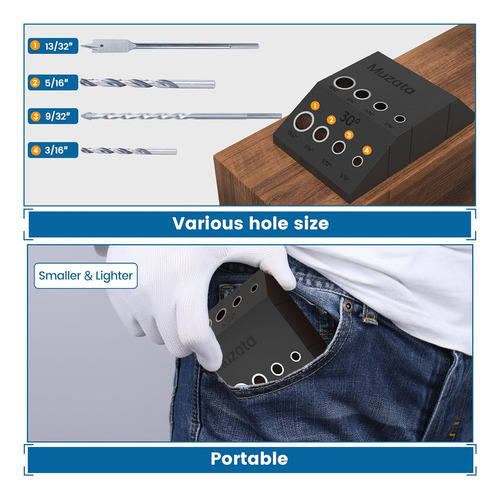 Muzata Guía De Taladro Multiángulo Mejorada Para 30, 45, 90