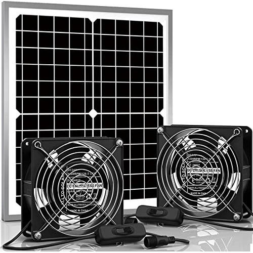 Waterproof Solar Powered Fan Kit Pro, 15w Solar Panel +...