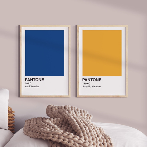 Cuadro Lámina Colores Pantone Marco Madera Nórdico + Vidrio