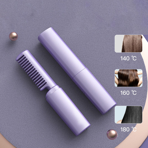 Mini Plancha De Pelo Recargable, Peine Caliente, Violeta