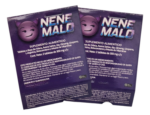 Nene Malo (energizante) 4 Tabletas Ginneo Natural Sabor Sin Sabor