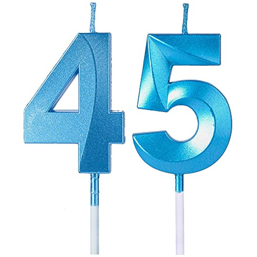 Velas De Cumpleaños Azules Números 45 Y 54, Velas De ...