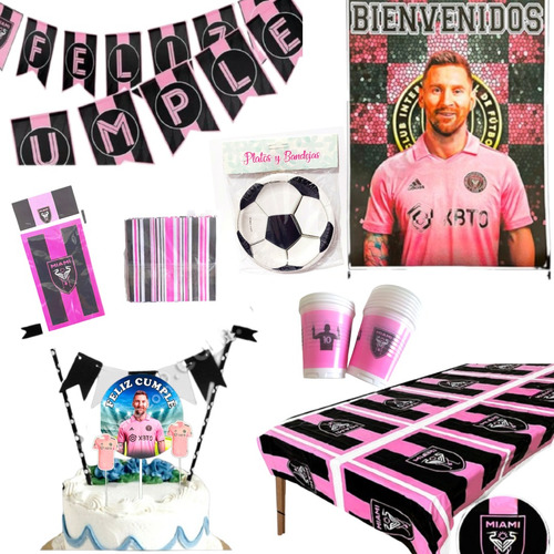 Gold Mundo Inter Messi Party Kit Combo Cumpleaños Fútbol