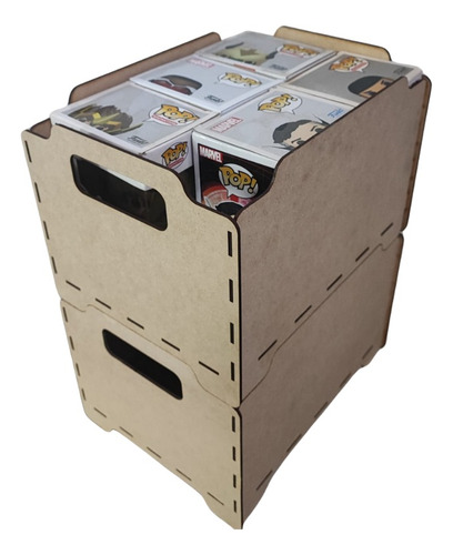 Caja Apilable Mdf 2 Piezas 30x22x25cm Marrón Claro Mdf Natural