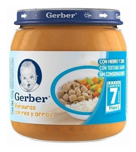 Gerber · Papilla Sabor Verduras Res Y Arroz Etapa 2