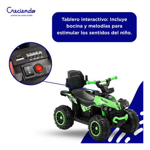 Cuatriciclo A Batería 6v Bluetooth Barra De Empuje Y Música