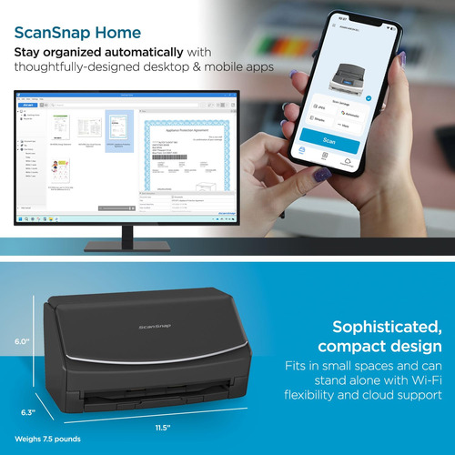 Scanner Scansnap Ix1600 Sem Fio/usb 40ppm Com Tela Sensível