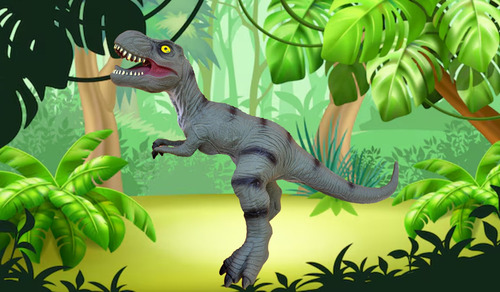 Juguete Dinosaurio T Rex 55cm Verde Muñeco Con Sonido Niños