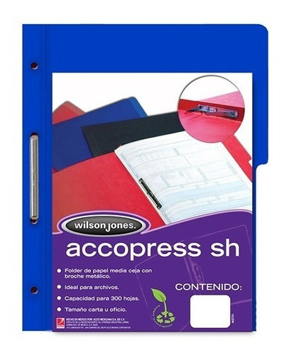 Folder Con Broche Accopress Sh Oficio Azul Obscuro C/10pzs