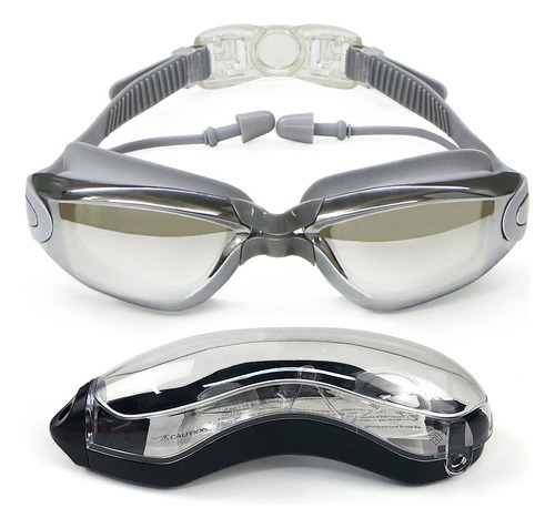 Gafas Natación Anti-fog Electroplate Caja Adulto Gris