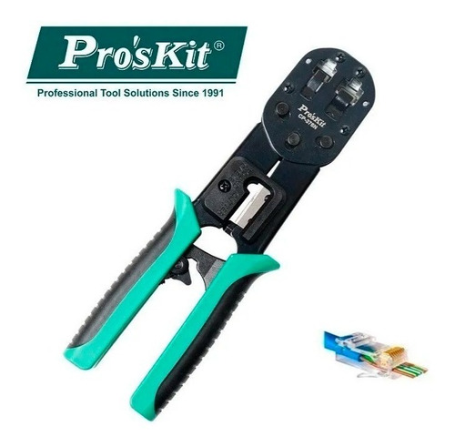 Imagen 2 de 8 de Pinza Crimpeadora Pasante Rj45 Rj11 Rj12 Proskit Cp-376n