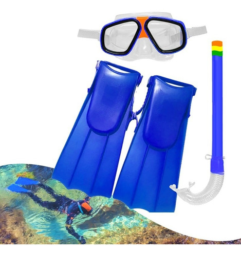 Kit Buceo Snorkeling Mascara + Snorkel + Aletas Buceo