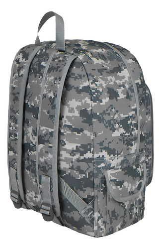 Mochila Escolar Pixel Camo East West Con Gancho Porta Llavero Y Botella Color Acu