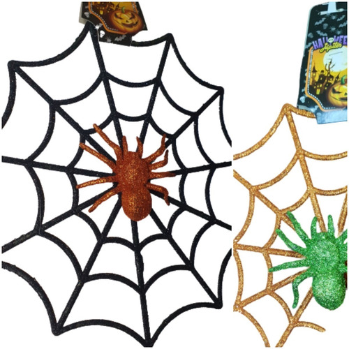 Telaraña Con Araña - Con Brillo- Decoración- Halloween