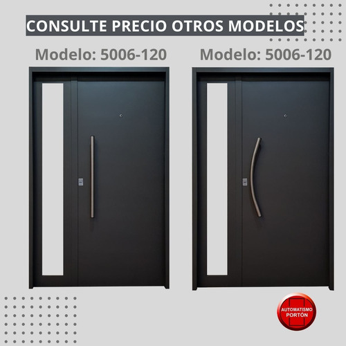 Puerta 1.20 X 2.00 Exterior Con Postigo Fijo Decorado Gris Oscuro