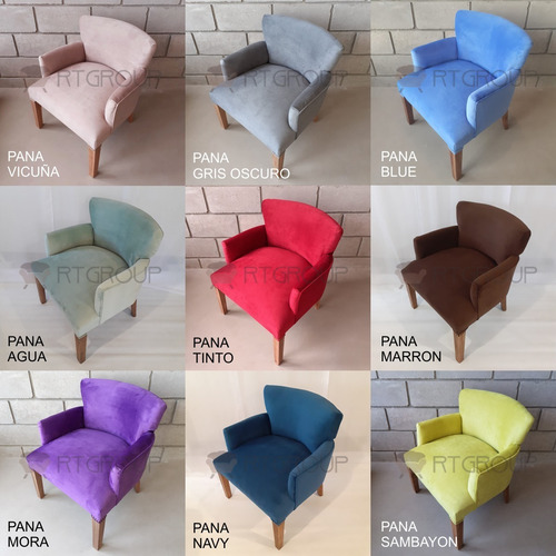 Imagen 3 de 10 de Silla Sillon Matero Poltrona Apoyabrazos Pana Donn Premium
