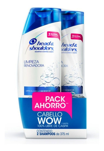 Pack 2 Shampoo Head & Shoulders Limpieza Renovadora 375 Ml 
