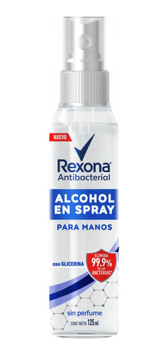 Imagen 2 de 2 de Rexona Alcohol Spray Antibacterial 125ml