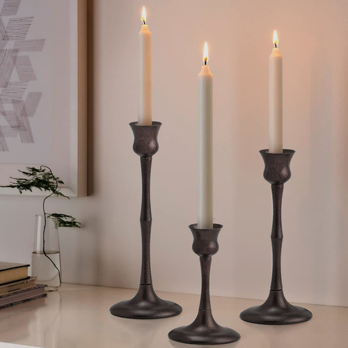 3 Portavela Metal Para Candelabro Conico Mesa Centro