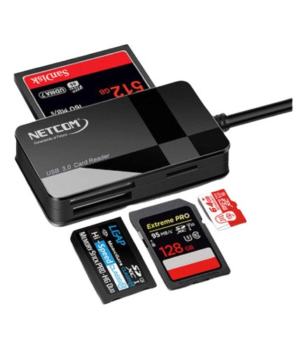 Multi Lector De Tarjetas A Usb 3.0 Netcom Micro Sd Cf Sd Ms