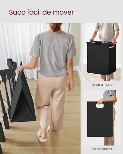 Vasagle Cesto De Ropa Sucia Con Tapa Un Bolsa Plegable Color Negro Liso