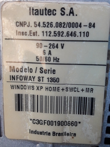 Computador Cpu Positivo Infoway St 350 P/ Conserto Ou Peças
