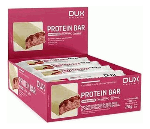 Dux Protein Bar (12 Un 60g) Chocolate Branco C/ Frutas Verm Chocolate Branco E Frutas Vermelhas
