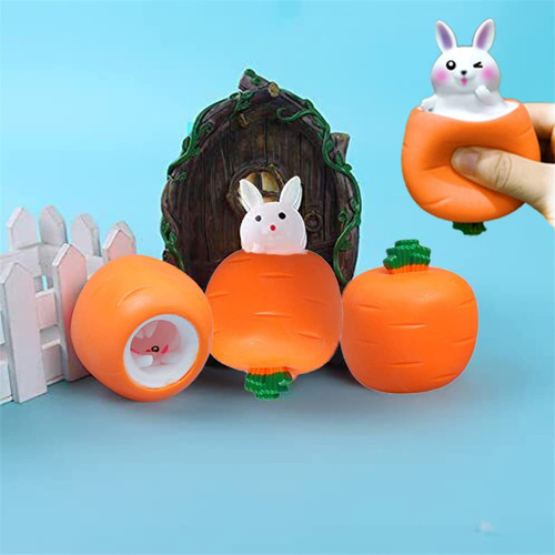 3 Peças Easter Pop Up Carrot Bunny Stress Sensory Toy Fidget