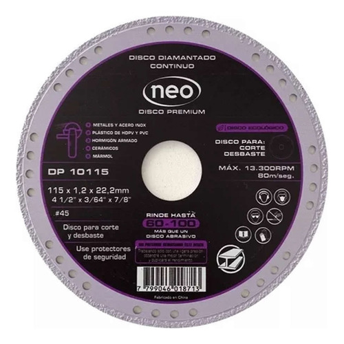 Disco Diamantado Premium Neo Dp 10115 115 Mm Multi Corte Mf