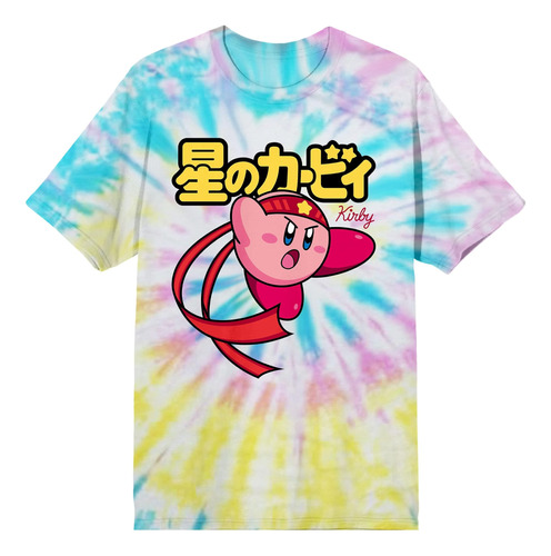 Kirby Anime Cartoon Kick Kanji Tie Dye Polera Gráfica - M 