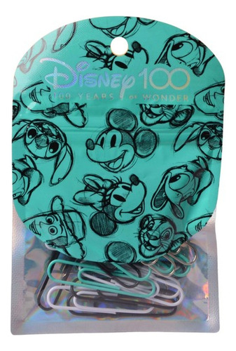 Paper Clips Disney 100 Años Mooving 50mm X 25 Sujeta Papel Color Verde