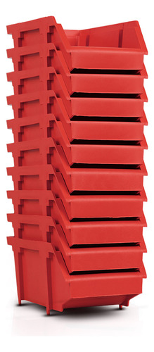 Kit 10 Bin Organizador Gaveteiro Caixa Número 3 Vermelha