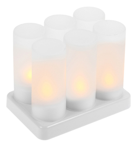 Juego De 6 Velas Led Recargables Sin Llama Con Efecto Parpad