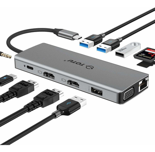 Hub Usb C, Totu 13 En 1 Tipo C Con Ethernet, 4k Usb C A 2 Hd