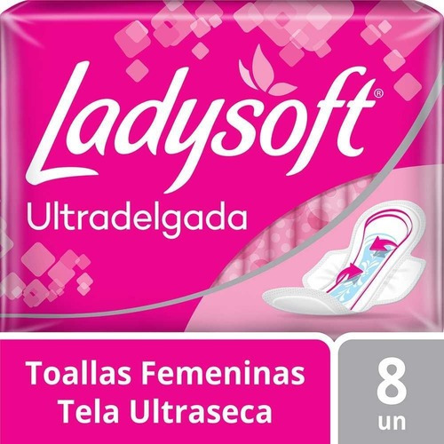 Ladysoft Toallas Femeninas Ultradelgada Con Alas 8 Unidades