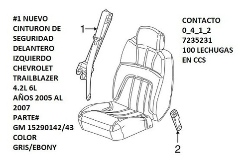 Cinturón De Seguridad Retractil Chevrolet Trailblazer Piloto