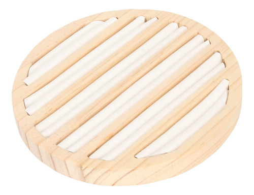 Bandeja Redonda Para Pendientes, 6 Ranuras, De Madera Maciza