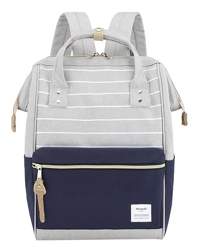 Mochila urbana Himawari 9001 color gris/azul diseño rayas 19L