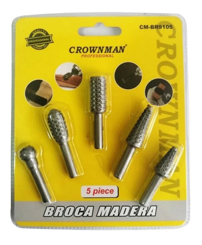 Set 5 Brocas Madera Escofina 1/4 Max 20.000 Rpm 